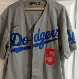 Nike Gray Dodgers Jersey with Blue and Red Accents